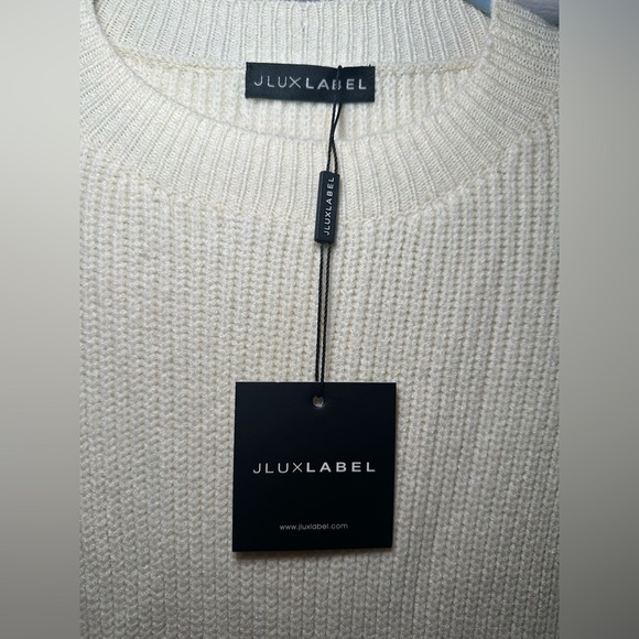 JLUXLABEL Ivory Ribbed Knit Side Slit Maxi  Sweater Dress Size M - Picture 7 of 15